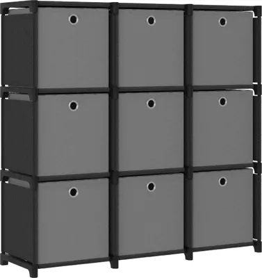 Produktbild von Würfelregal mit 9 Boxen Schwarz 103x30x107,5 cm Stoff