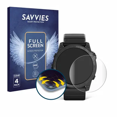 Produktbild von 4x Savvies Fullscreen Schutzfolie für Garmin Tactix 7 AMOLED Displayschutz Folie Fullcover Klar Transparent