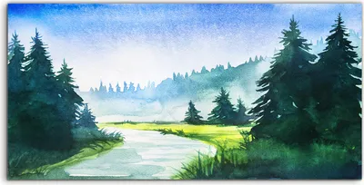 Produktbild von Coloray - Glasbild - 120x60 cm - Wandbild - Glasbilder - Wald Bäume Wasser See Berge Himmel