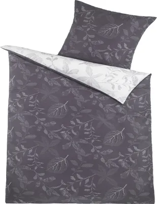 Produktbild von Mako Satin Wende Bettwäsche, 135x200+80x80cm, 100% Baumwolle, grau/silber, dezent floral gemustert