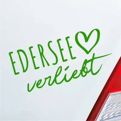 Produktbild von Auto Aufkleber Edersee verliebt Herz See Sea Liebe Car 19x9 cm Hellgrün Sticker Heckscheibenaufkleber