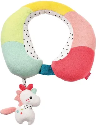 Produktbild von Nackenstütze Einhorn – Nackenkissen mit kleinem Rassel-Tier