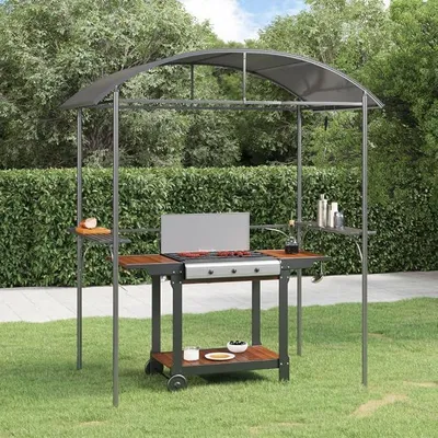 Produktbild von Grillpavillon mit Seitenregalen BBQ Pavillon Stahlrahmen,Grillzelt,Anthrazit 220x115x230 cm Stahl