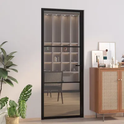 Produktbild von vidaXL Innentür 83x201,5 cm Schwarz ESG-Glas und Aluminium