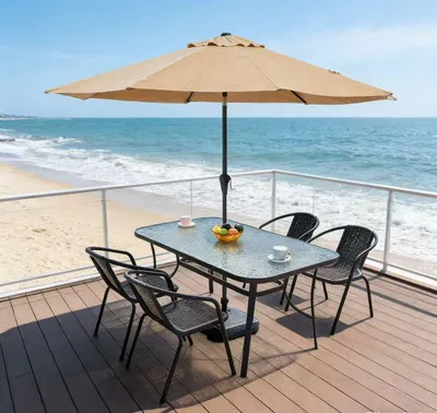 Produktbild von Sonnenschirm, Ø 270 cm Terrassenschirm, 360° Drehbar Gartenschirm, Höhe Verstellbar UV50+,  Balkonschirm, Marktschirm, Beige