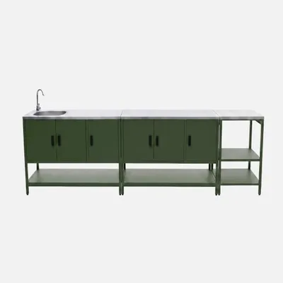 Produktbild von sweeek - Outdoor-Küche 3 Elemente Edelstahl - Grün