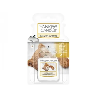 A Yankee Candle Car Jar Ultimate air freshener in Soft Blanket scent, packaged in its original retail packaging.