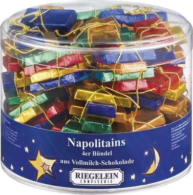 Produktbild von Rieglein Napolitains 4er Bündel aus Vollmilchschokolade Dose 300g
