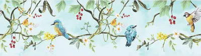 Imagen del producto de Sanders & Sanders cenefa autoadhesiva aves en la naturaleza azul y verde 10 x 500 cm