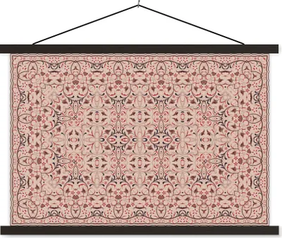 Produktbild von MuchoWow® Textilposter Persischer Teppich - Teppiche - Rosa 120x80 cm mit schwarzem Rahmen - Wanddeko