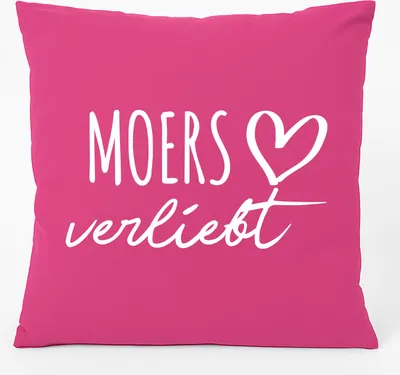 Produktbild von Huuraa Kissen Moers verliebt 40x40cm mit Füllung Fuchsia Baumwolle Dekokissen Geschenkidee