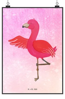 Produktbild von Mr. & Mrs. Panda Bild Flamingo Yoga DIN A0 - Aquarell Pink - Geschenk, Yogi, Wandbild, wanddeko, Baum, drucke, Urlaub, Namaste, kunstdruck poster, Rosa, Plakat
