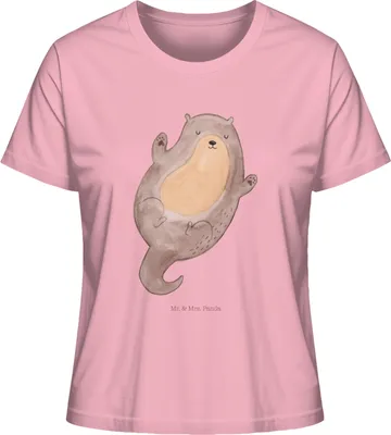 Produktbild von Mr. & Mrs. Panda Oberteil Damen Otter Umarmen Größe S - Baumwolle Pink - Geschenk, T-Shirt, Hallo, gut Gelaunt, Seeotter See, Optimistisch, Sommershirt, Kurzarmshirt, Basic
