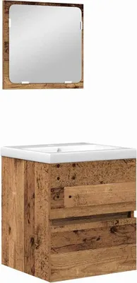 Produktbild von vidaXL Badezimmermöbel-Set 2 pcs Altes Holz und Weiß Holzwerkstoff