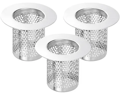 Image de Grille de vidange pour douche, 2 pièces, 50 x 65 mm, en acier inoxydable, pour baignoire, salle de bain, cuisine. Diamètre de trou : 40-60 mm