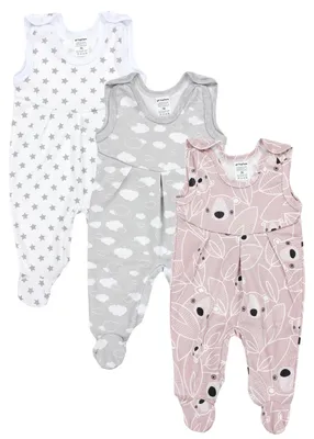 Produktbild von TupTam Baby Mädchen Strampler mit Fuß 3er Pack, Farbe: Farbenmix 1, Größe: 62