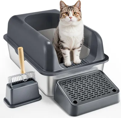 Image de Bac à litière pour chat de 15 cm de profondeur, sans odeur, avec socle filtrant