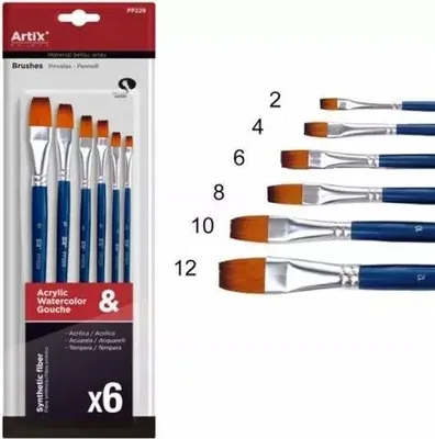 Obrázek produktu pro Pędzle syntetyczne 6szt 2/4/6/8/10/12 PP228