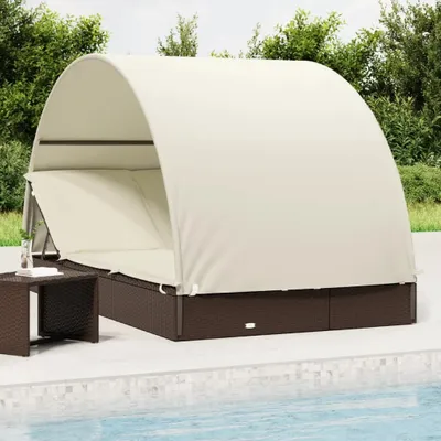 Produktbild von Maison Exclusive - 2-Personen-Sonnenliege mit Dach Braun 211x112x140 Poly Rattan