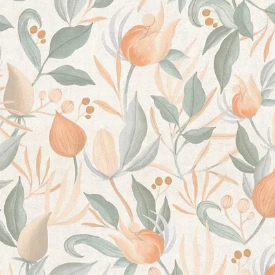 Obrázek produktu pro Profhome 790624-GU Květinová tapeta Floral krémová mátová tyrkysová oranžová 5,33 m2