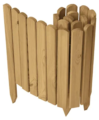 Produktbild von Garronda Beeteinfassung Holz Rollzaun Gartenzaun imprägniert Flexibler Rollborder Rasenkante Länge: 100 cm (Hellbraun, Höhe: 40 cm)
