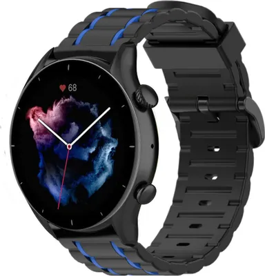 Produktbild von Strap-it Amazfit GTR 3 Sportschnallenarmband (Schwarz/Blau)