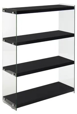 Produktbild von Modernes Bücherregal Elementary aus gehärtetem Glas und Hochglanz Schwarz