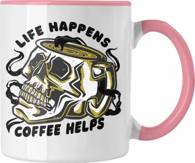 Produktbild von Trendation - Tasse Totenkopf Kaffeeliebhaber Geschenk Spruch (Rosa)