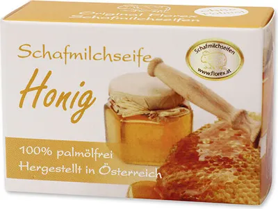 Produktbild von Florex Schafmilchseife Palmölfrei Eckig Honig Verpackt Natuprodukte 100g