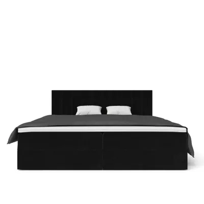 Produktbild von QLA Möbel Boxspringbett Bergamo 200x200  mit 2 Bettkästen, Doppelbett mit Matratze und Topper, Polsterbett, Bett. Farbe Schwarz