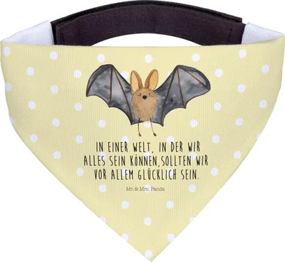 Produktbild von Mr. & Mrs. Panda Hundehalstuch Fledermaus Flügel - Gelb Pastell - Geschenk, Bandana, Dreieckstuch, Hunde, Halstuch Für, Hals Tuch, Lustige Sprüche, Hund