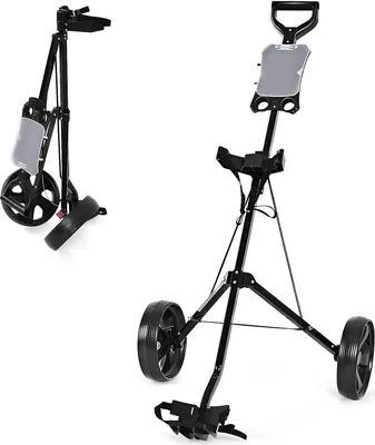 Produktbild von COSTWAY 4-kolesový golfový vozík skladací, golfový vozík s tabuľou, kovové ramená, golfový vozík na tlačenie, golfový vozík čierny