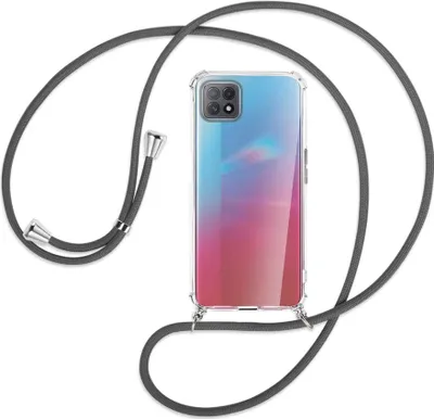 Produktbild von Handykette Backcover-Schutzhülle mit Band (Metall silberfarben) für Oppo A73 5G - dunkelgrau