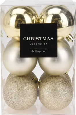 Produktbild von 16 x Weihnachtskugeln aus Kunststoff bruchfest Ø 5 cm Champagner Christbaumkugeln Plastik Weihnachtsbaumkugeln Kunststoff Weihnachtskugeln