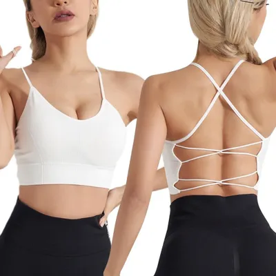 Obrázok produktu pre Dámska športová podprsenka Push Up, bez ramienok, s nastaviteľnými remienkami, vhodná na jogu a tréning