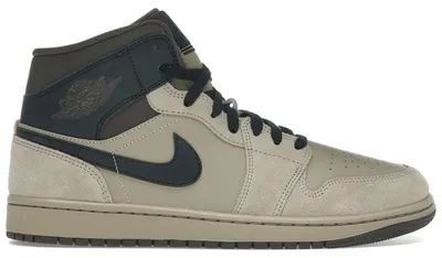 Image de Jordan 1 Mid, coloris kaki et marron baroque, taille EU 40
