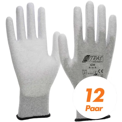 Produktbild von NITRAS ESD-Handschuhe, Schutzhandschuhe 6230 antistatisch, Touchscreen-Handschuhe - VPE 12 Paar Größe:6