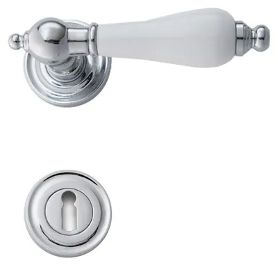 Produktbild von Oscar R039 Ghidini Türgriff-Rosetten-Garnitur M4 glanzchrom Handhabe weiß (Lochung: BB) Lochung: BB
