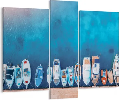 Produktbild von Bild auf Leinwand - Leinwandbild - 3 Teile - Hafen Hafen £ódŸ - 95x80cm - Wand Bild - Wanddeko - Wandbilder - Leinwanddruck - Bilder - Wanddekoration - Leinwand bilder - Wandbild - CB95x80-5081