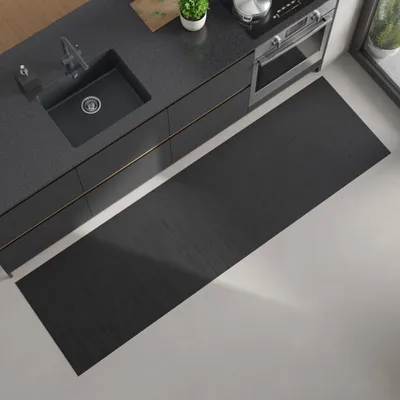 Produktbild von Küchenläufer FLOW Küchenteppich Bambusteppich Läufer Teppich ohne Bordüre Steel Maß ca. 50 x 240 cm