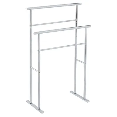 Produktbild von Spirella Handtuchständer Bridge H x B x T: ca. 94 x 65 x 25 cm Handtuchhalter aus verchromtem Metall in Edelstahl-Optik Badehandtuchhalter mit 2 Handtuchstangen als Badaccessoire, silber