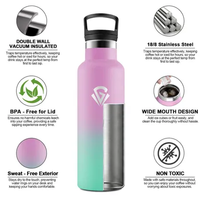 Produktbild von Trinkflasche 500ml, Auslaufsichere Wasserflasche mit Strohhalm, Thermoskanne