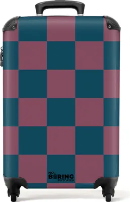 Produktbild von NoBoringSuitcases.com Hartschalen Handgepäck Koffer 55x35x20 cm, 36L, Druck für Männer: Buntes Schachbrettmuster, Reisekoffer mit 4 Rollen