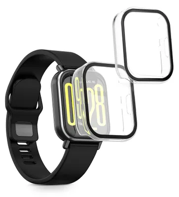 Produktbild von kwmobile 2x Glas Hülle für Xiaomi Redmi Watch 5 Active Schutzhülle - Fullbody Fitnesstracker Case Set aus Glas - Transparent