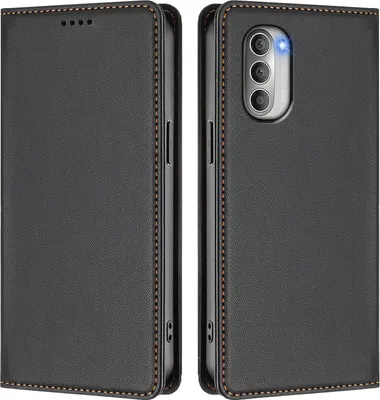 Produktbild von Handyhülle für Motorola Moto G51 5G, Kunstleder Klapphülle Stoßfeste Magnetische Hülle mit Ständer Schwarz