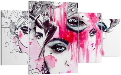 Produktbild von Bild auf Leinwand - Leinwandbild - Frauen Gesichter Augen illustration - 160x90cm - Wand Bild - Wanddeko - Leinwanddruck - Bilder - Kunstdruck - Leinwand bilder - Wandkunst - DL160x90-3095
