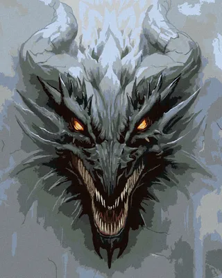 Image de Zuty - Peinture par numéros - TÊTE DE DRAGON, 40 x 50 cm, sans cadre et sans toile tendue