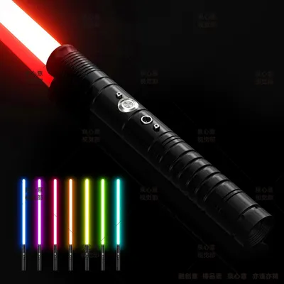 Immagine prodotto di Spada laser / Lightsaber - Spada LED - Ricaricabile tramite USB - 7 colori - Effetti sonori - Lampeggiante - Impugnatura in metallo - Nero