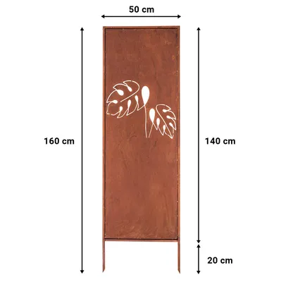 Produktbild von Sichtschutz Metal 4x - 160 x 50 cm - Edelrost - Rostoptik Sichtschutz für Garten - Sichtschutzelement - Sichtschutzwand - Gartendekoration Zaun Rost