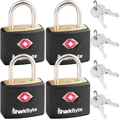 Productafbeelding van Set van 4 TSA goedgekeurde hangsloten met sleutels voor bagage en rugzakken